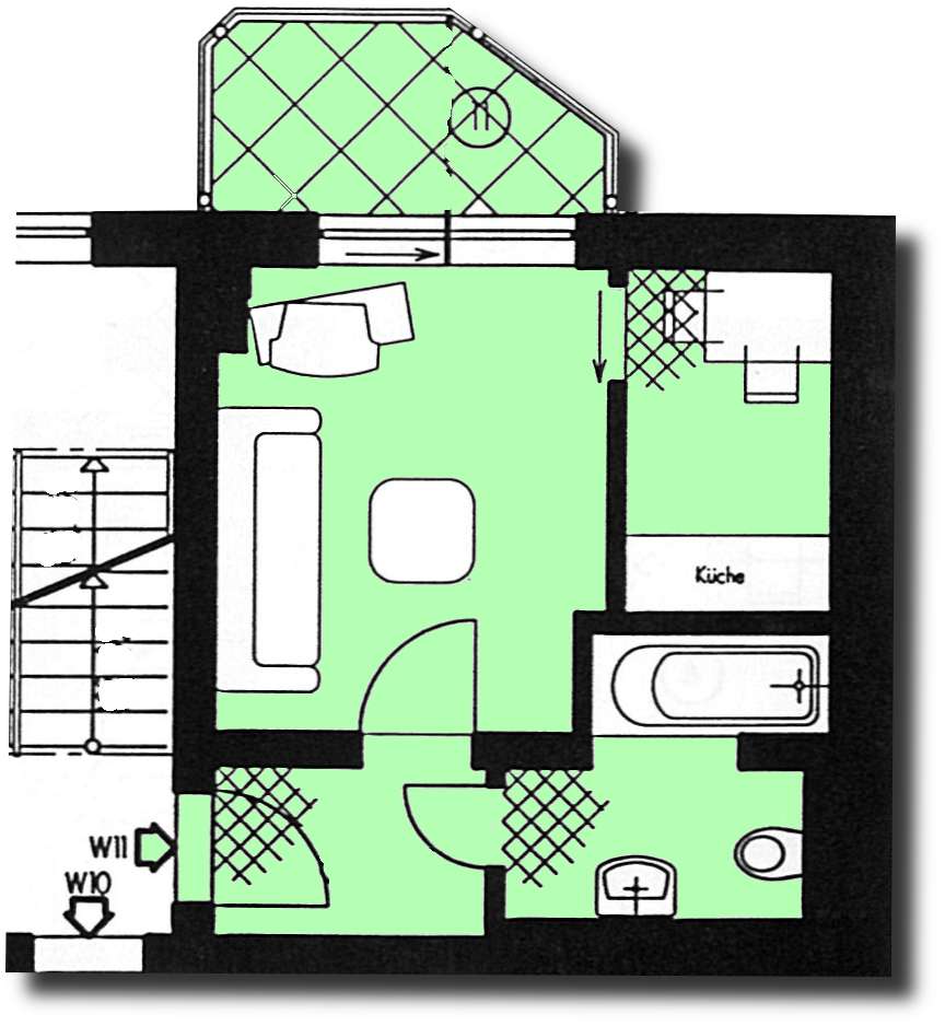Ab 1.10.! Helle 1-Raumwohnung mit Singleküche und Balkon in Marienthal!