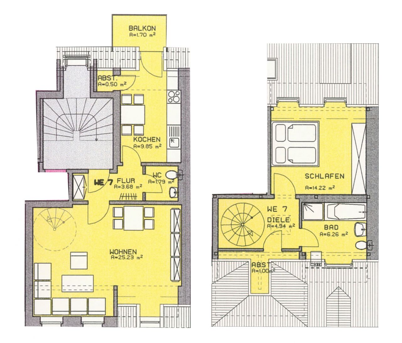 Ab 1.8.26! Schöne 2-Raum-Maisonettewhg. mit Balkon und Stellplatz!