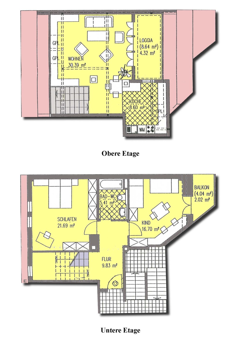 Schöne 3-Raum-Maisonette-WE mit Balkon und Loggia!