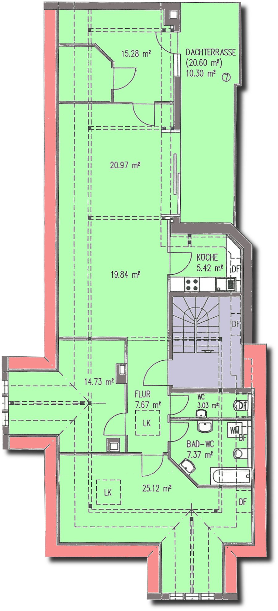 Ab 1.11.! Tolle, zentrumsnahe 4-Raumwhg. mit Dachterrasse!