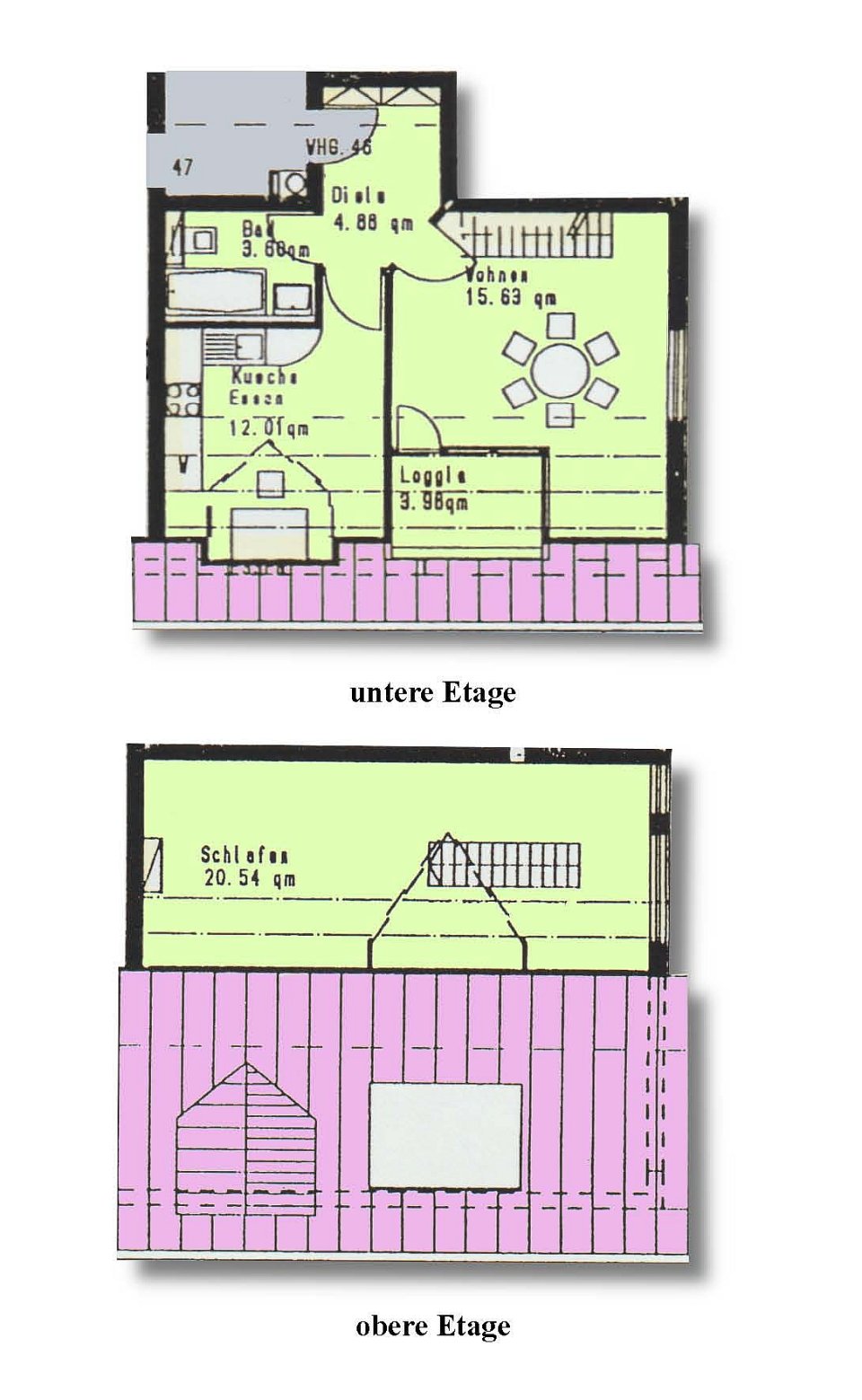 Ab 1.11.! Wohnen im Grünen - 2-Zimmer-Maisonette mit Loggia und Garage!