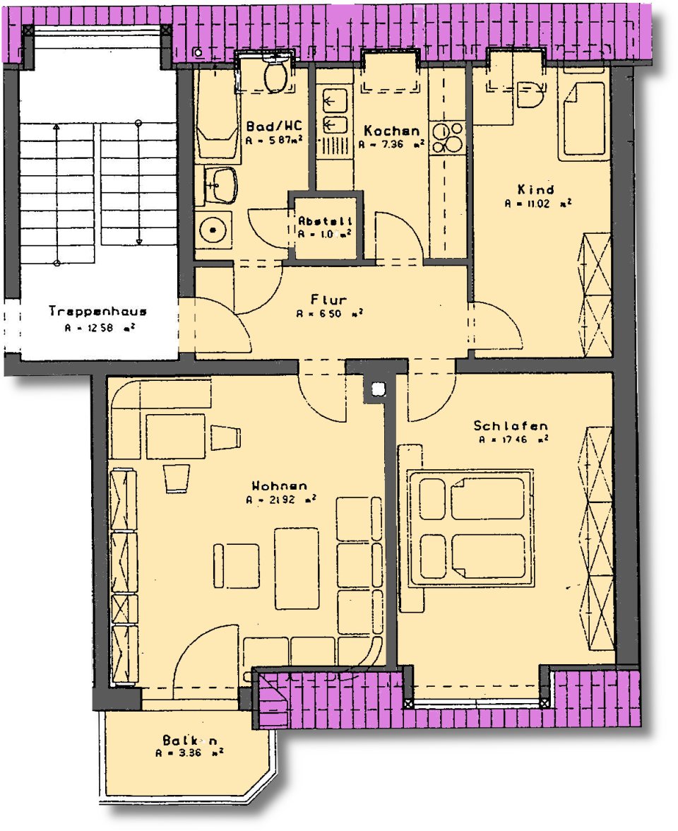 Fraureuth, schöne 3-Zimmer Dachgeschoßwohnung mit Balkon, Stellplatz optional