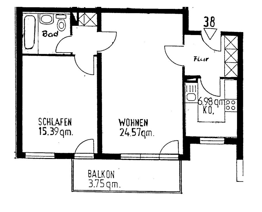 Vermietete 2 Zi. Wohnung, Balkon, ca. 60 m², TG-Stellplatz, idyllische Lage im Grünen
