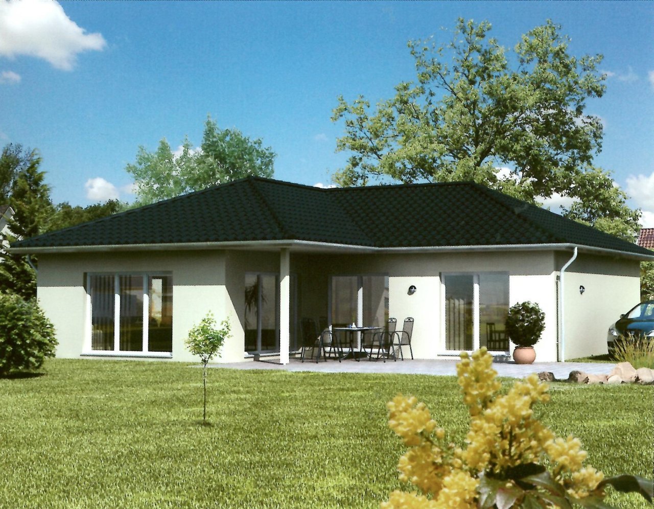 Schlüsselfertiger Bungalow mitten im Grünen! 125 m² Wfl., 701 m² Grdst., Terrasse, Bauträgerbindung