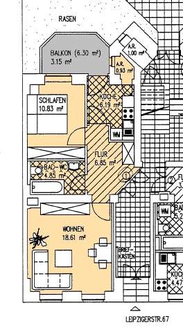 Schöne 2-Raum-Wohnung im EG mit Laminat/Fliesen und Balkon! Vermietet!