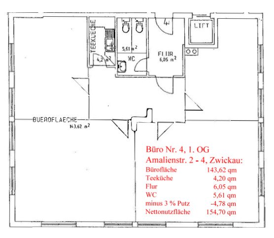Büroeinheit mit 3 Tiefgaragen-Stellplätzen, Teeküche und Aufzug in zentrumsnaher Lage!