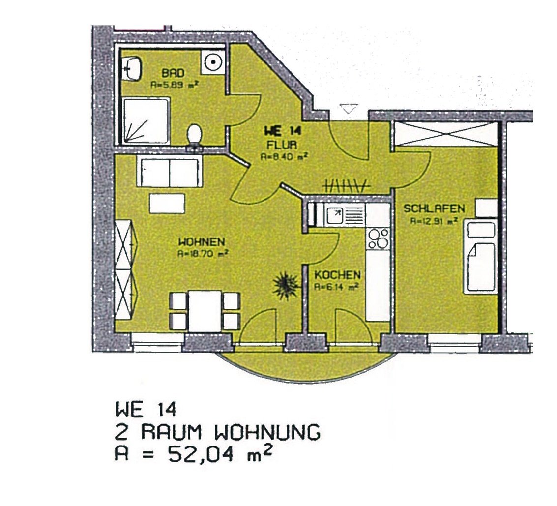 Zentrumsnah! 1,5-Raum-Whg. mit Balkon + Fahrstuhl / rollstuhlgerecht; vermietet!