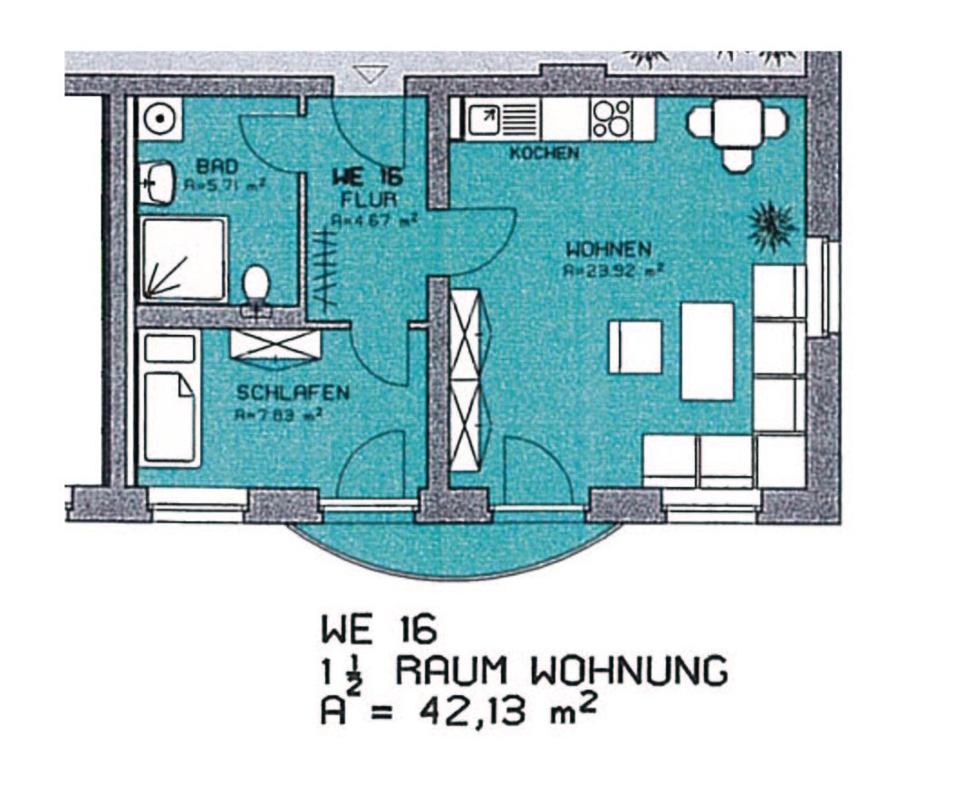 Seniorengerechte 1,5-RW, BJ. 1994, Nähe Schwanenteich+Zentrum, Balkon, Lift, Stellplatz, vermietet