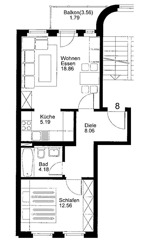 Zentrumsnahe Zweiraumwohnung mit Balkon u. Stellplatz! Vermietet!