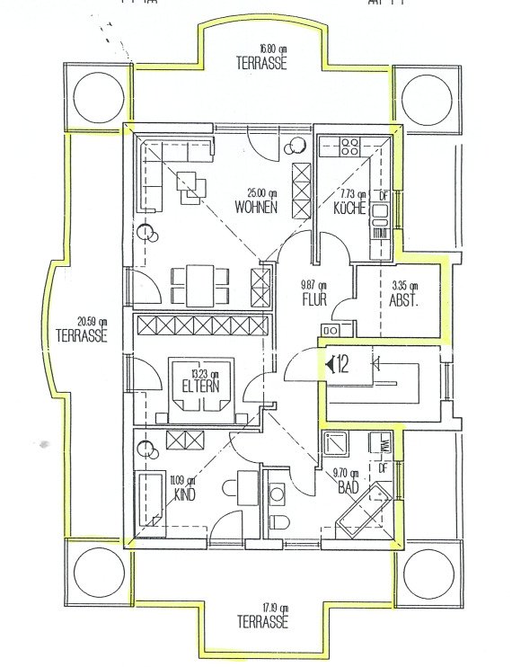 Schöne Penthousewohnung mit 3 großen Terrassen + TG-Stpl. direkt am Plauener Stadtpark!