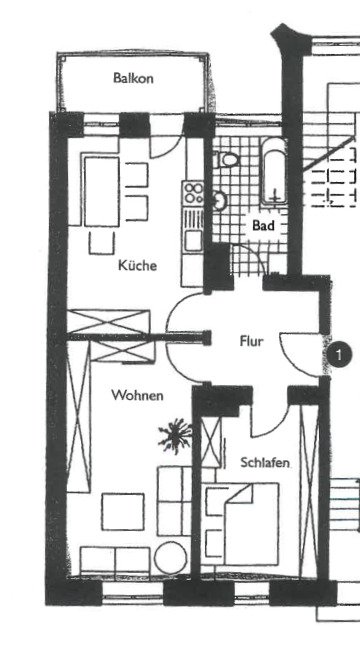 Vermietete 2-Raumwohnung mit Balkon u. Tageslichtbad in Zwickau!