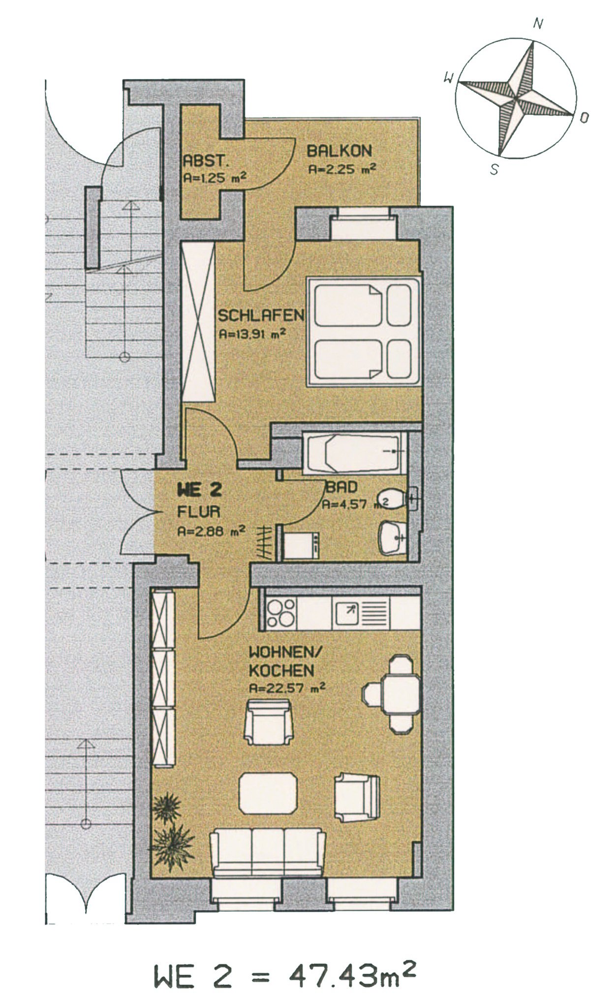Vermietete 2-Raum Wohnung mit Balkon in ruhiger Vorstadtlage!