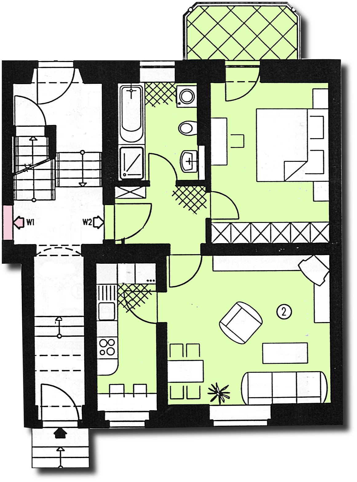 Schöne 2-Raumwohnung mit Balkon, Stpl. und Tageslichtbad! Nähe HBK!