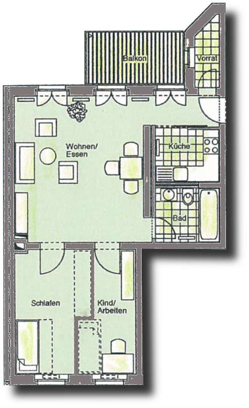 Ab 1.10.! Moderne 3-Raumwohnung! Zentrumsnah, Balkon, Parkett, Vorratsraum!
